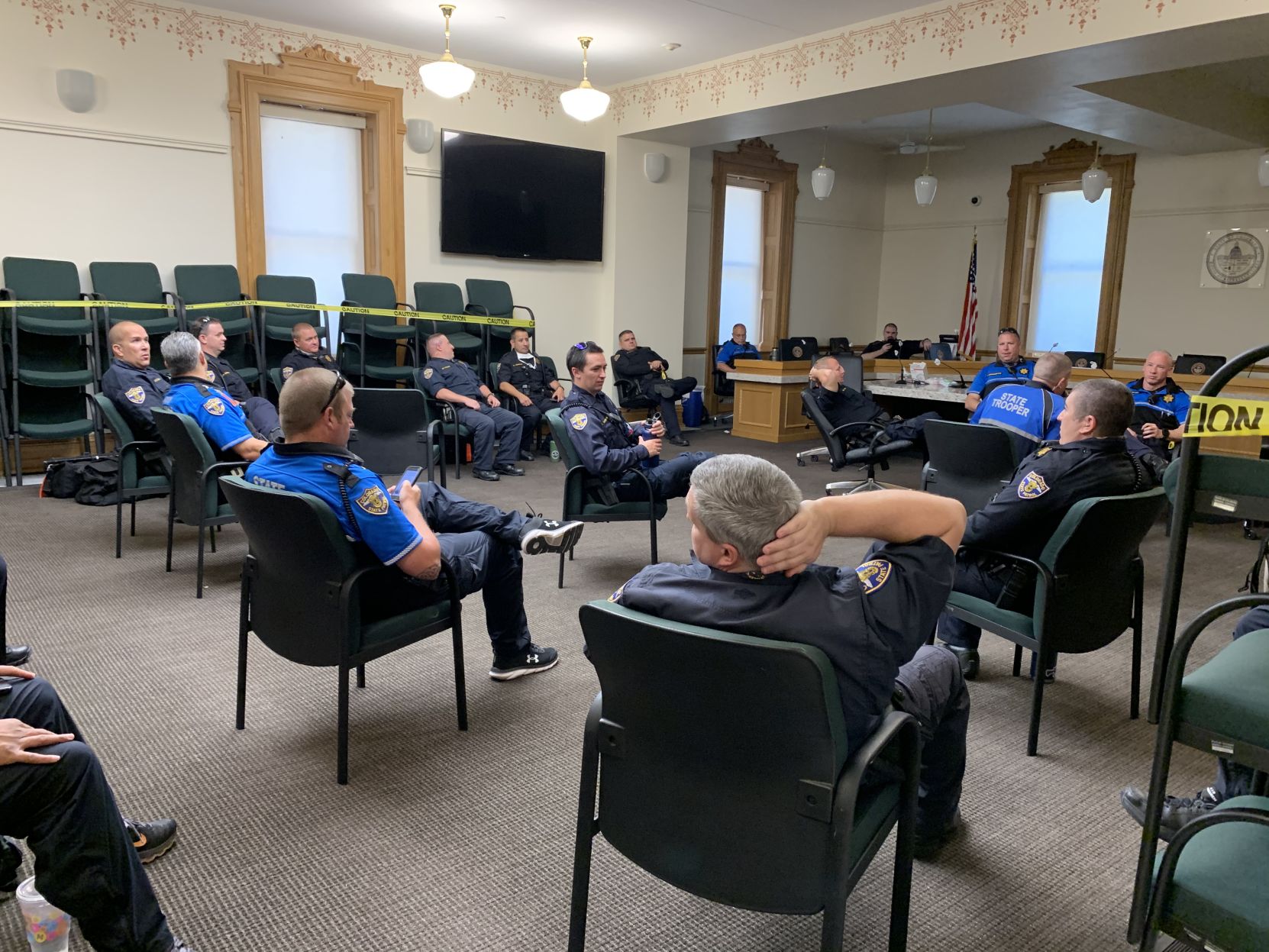State patrol and Denver Police gather